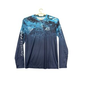 Reeltree Fishing Shirt Blue Mens Size Large‎ Long Sleeve Colosseum